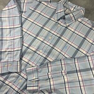 Brooks Brothers Regent Non-Iron Shirt Mens XL Blue Purple Plaid Supima Cotton